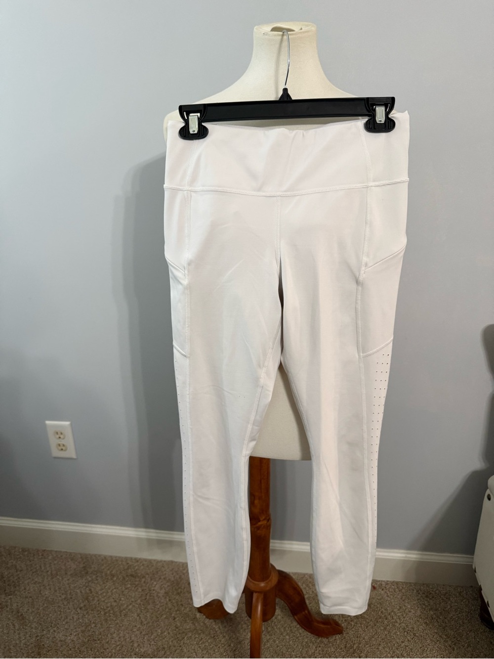 Athleta White High-Rise Performance Leggings with Side Perforation